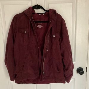 American Eagle Quilted Burgundy Coat - size M